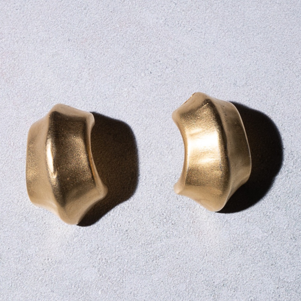 Brushed Gold Half Hooped Earrings 80s VTG